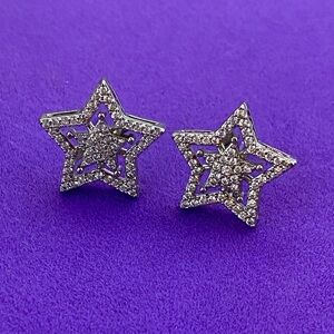 💛 Rhodium Plated CZ Star Stud Earrings | Classic Everyday Sparkle